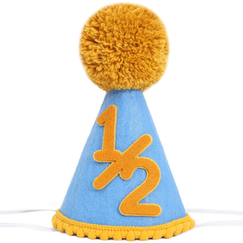 7321 Half Birthday Party Hat - Colorful Cute 1/2 Cone Hat, Six Months Photo